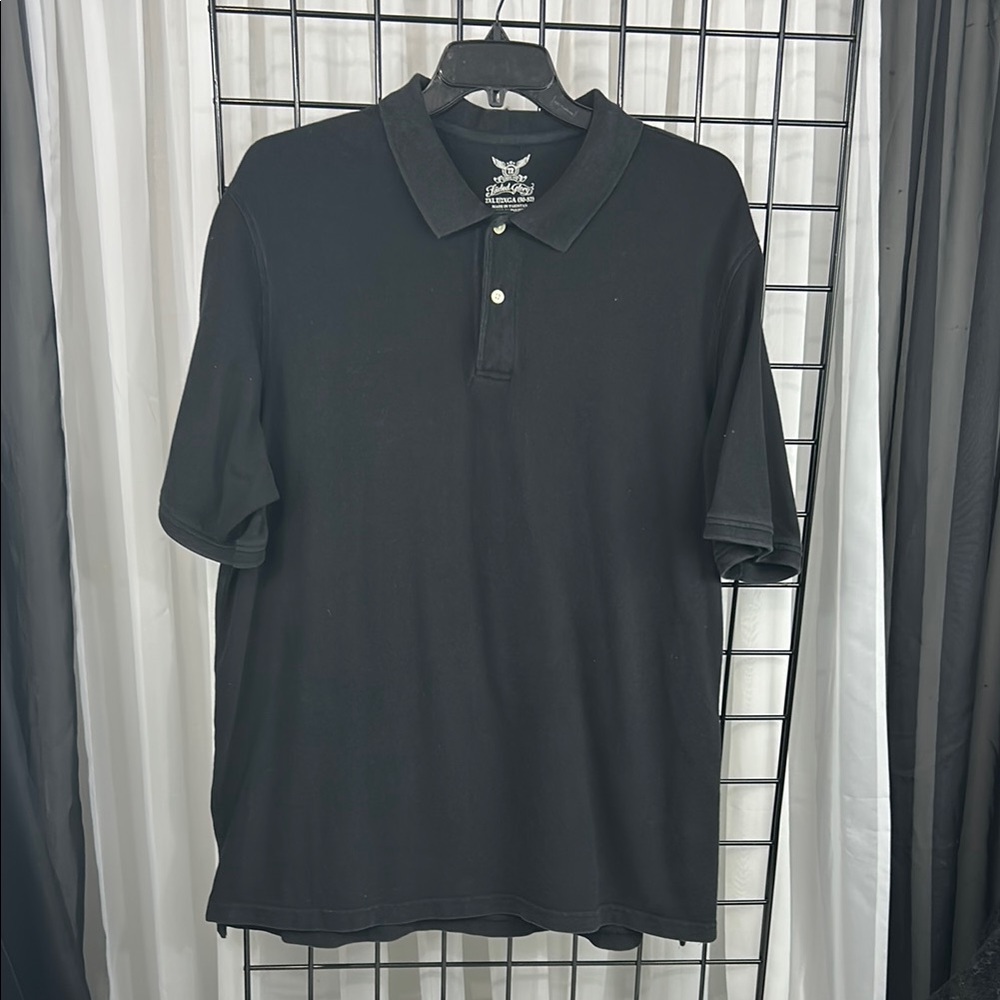 Faded Glory Black Polo Shirt Short Sleeve Casual